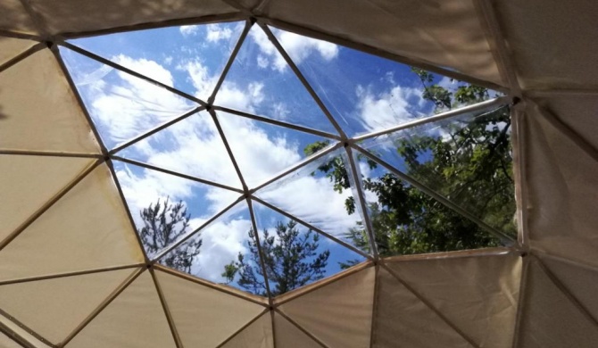 Dome géodésique ou tente bulle in paradise avec piscine